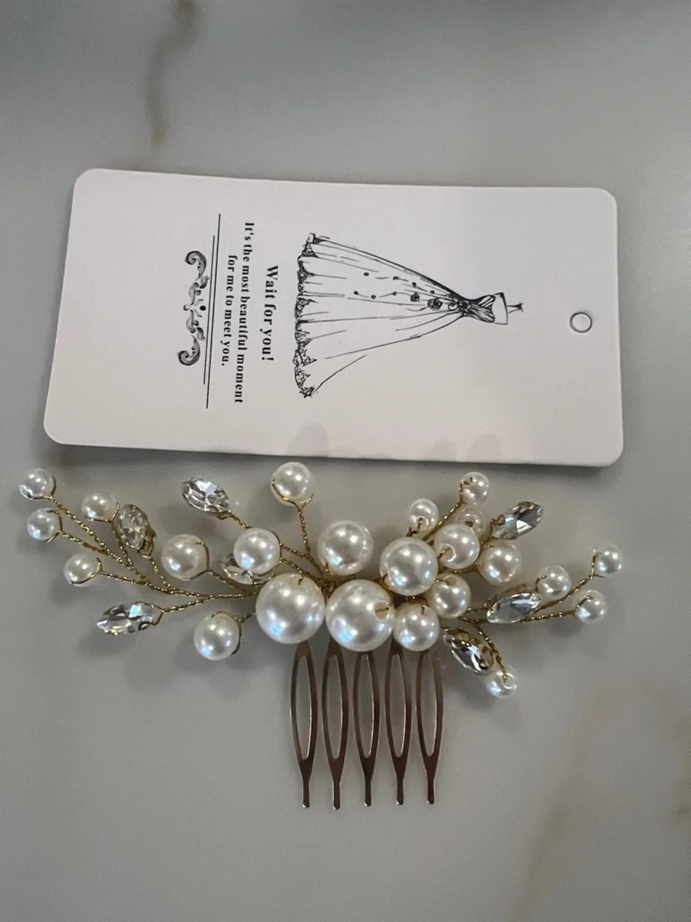 2 Gold Pearl & Crystal Hair Combs